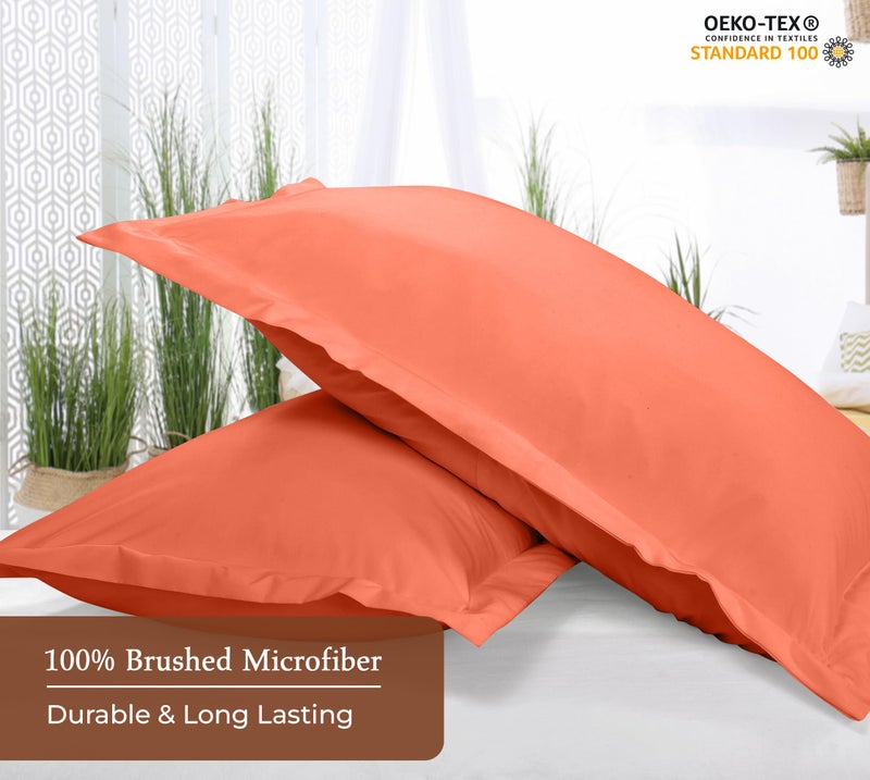 Royale Linens Pillow Shams 2 Pack Queen Size 20x30 Inch - Brushed 1800 Microfiber - Bed Pillow Shams  Wrinkle Resistant Super Soft and Cozy - Back Overlap Closure - Oxford Pillowcases (Queen  Coral) - Image 4